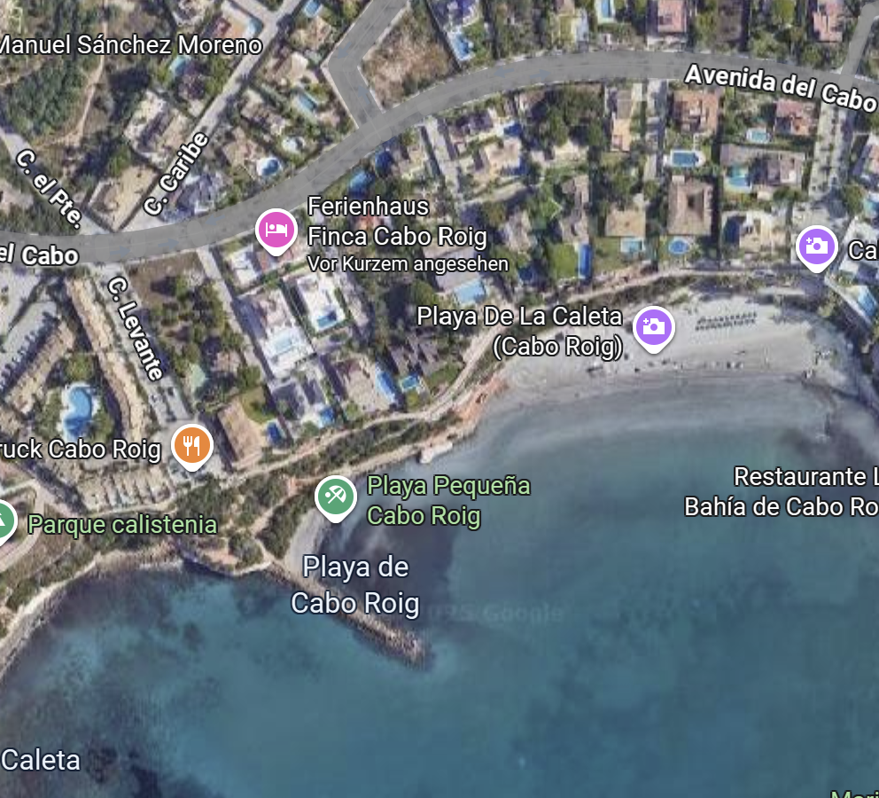 Google Maps Abbildung über die Lage des Hauses Finca Cabo Roig Ferienhaus Spanien